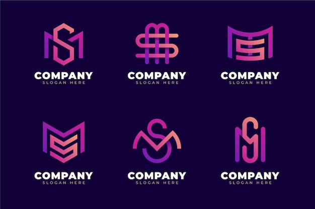 Gradient colored ms logos set