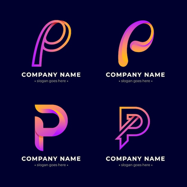 Gradient colored p logo collection