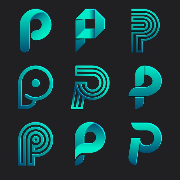 Gradient colored p logo collection