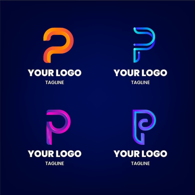 Free vector gradient colored p logos set