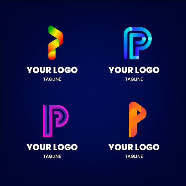 Gradient colored p logos set