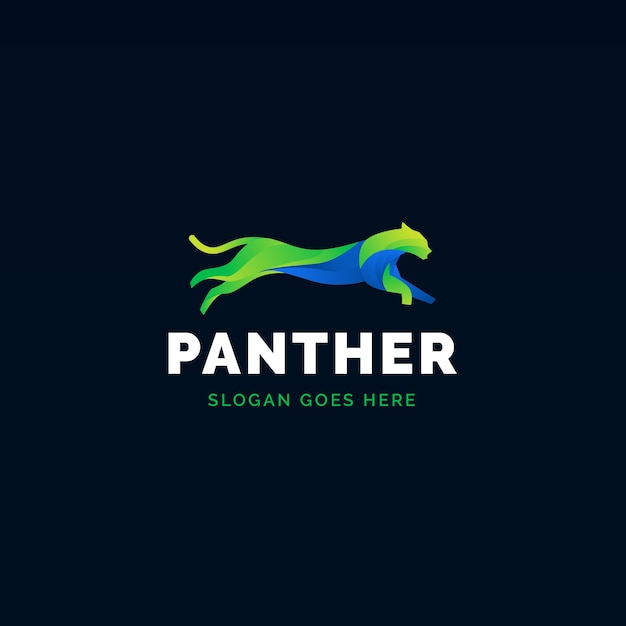 Free vector gradient colored panther logo template