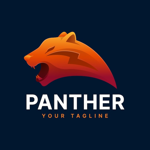 Free vector gradient colored panther logo template