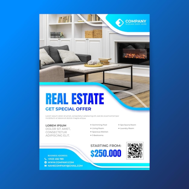 Gradient colored real estate poster with photo