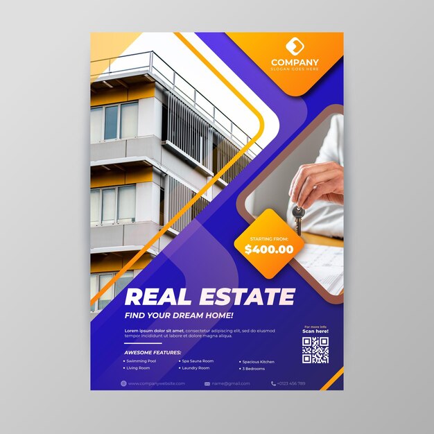 Gradient colored real estate poster with photo