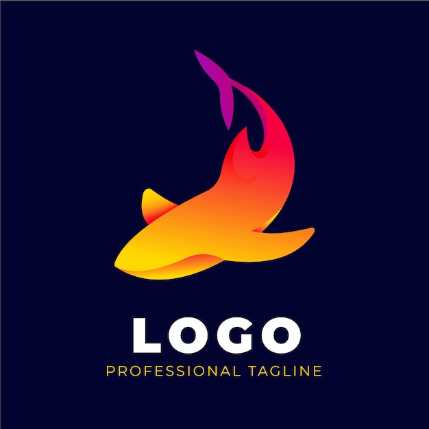 Gradient colored shark logo template