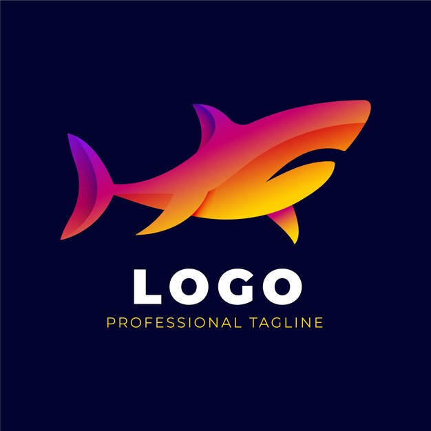 Gradient colored shark logo template