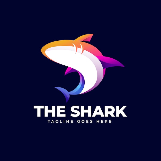 Gradient colored shark logo template