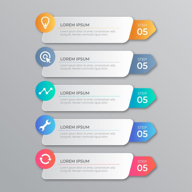 Gradient colored table of contents infographic template