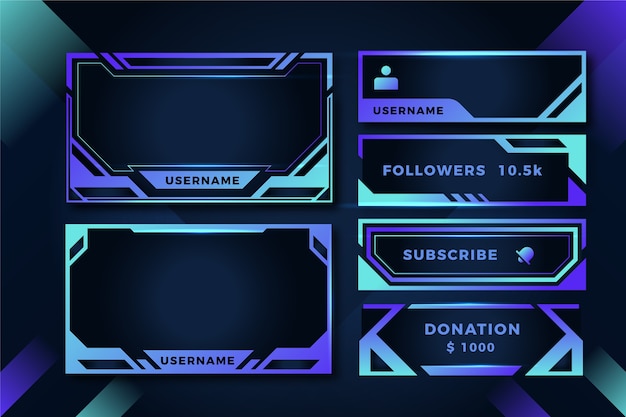 Free Vector gradient colored twitch panels pack