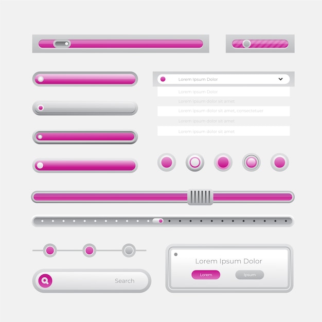 Gradient colored ui kit collection