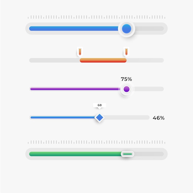Gradient colored ui sliders collection