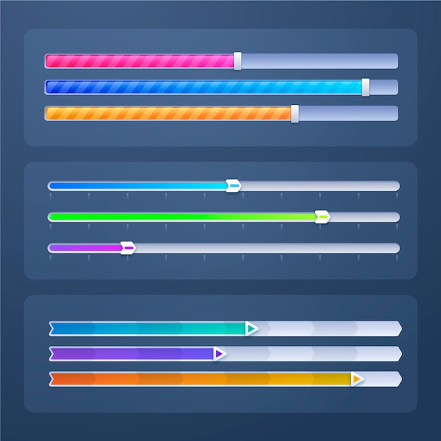 Gradient colored ui sliders collection