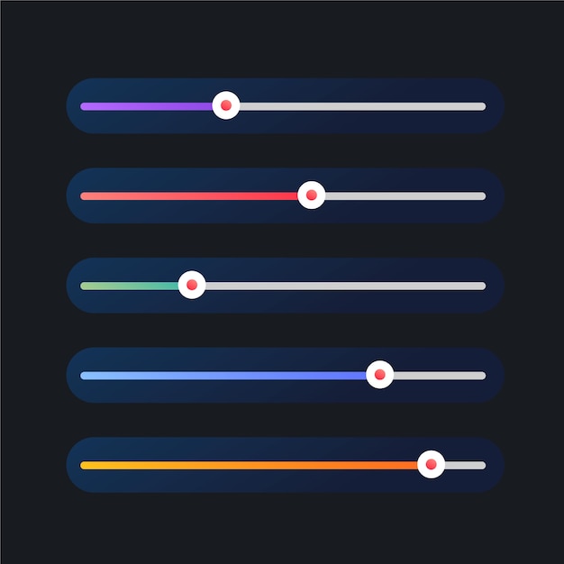 Gradient colored ui sliders collection