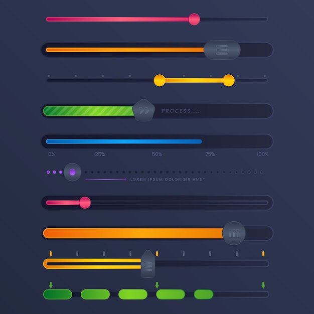 Gradient colored ui sliders collection