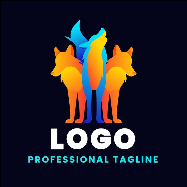 Gradient colored wolfpack logo template