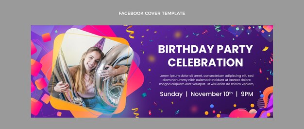 Gradient colorful birthday facebook cover