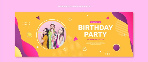 Gradient colorful birthday facebook cover