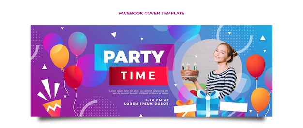 Free vector gradient colorful birthday facebook cover