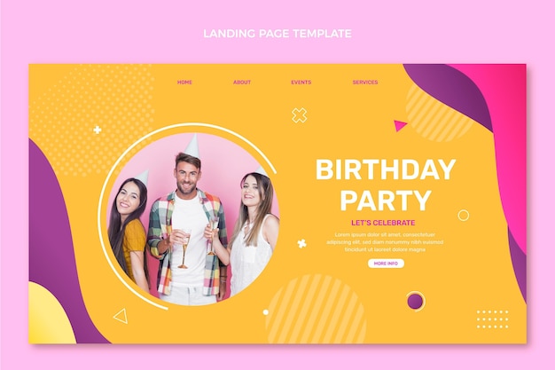 Gradient colorful birthday landing page