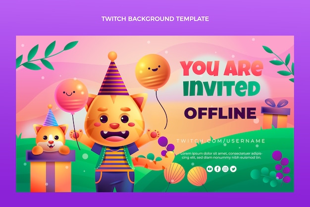 Gradient colorful birthday twitch background