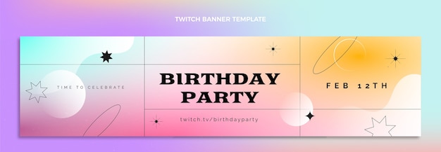 Free Vector gradient colorful birthday twitch banner