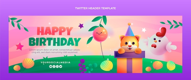 Gradient colorful birthday twitter header