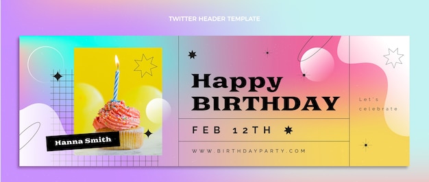 Free Vector gradient colorful birthday twitter header