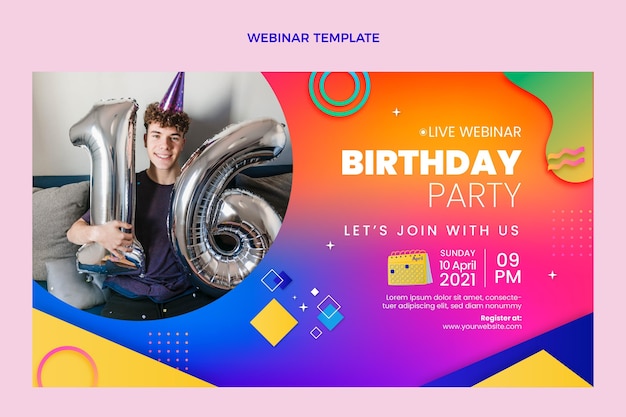 Gradient colorful birthday webinar