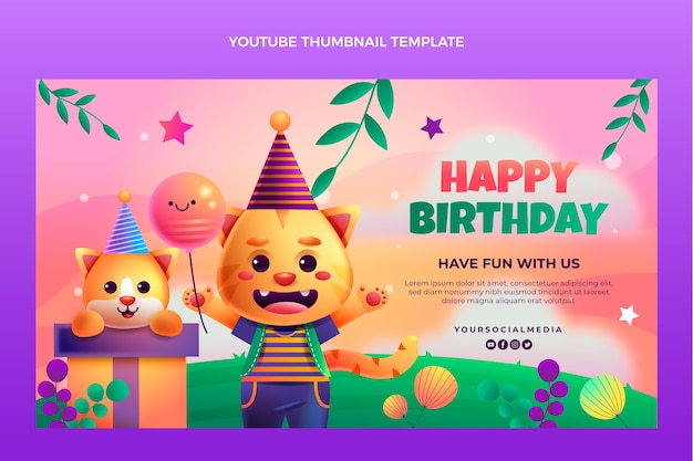 Gradient colorful birthday youtube thumbnail