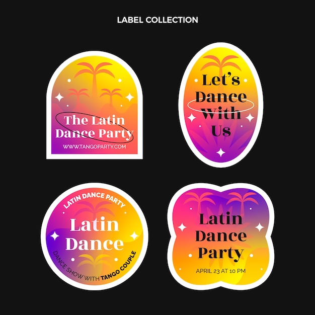 Free Vector gradient colorful latin dance party badges