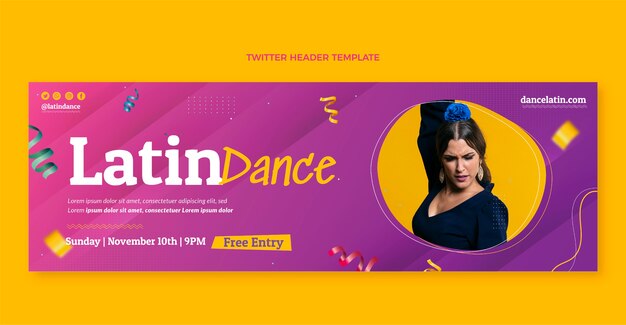 Gradient colorful latin dance party twitter header