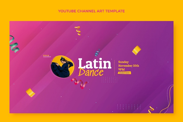 Gradient colorful latin dance party youtube channel art