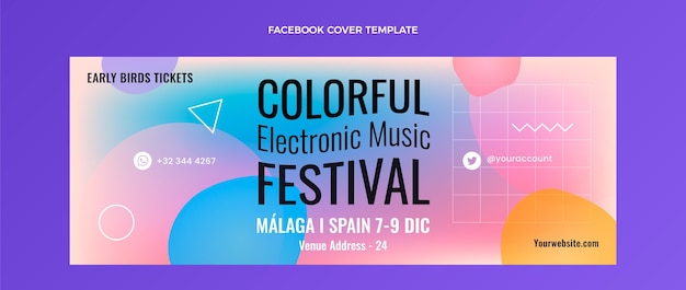 Gradient colorful music festival facebook cover