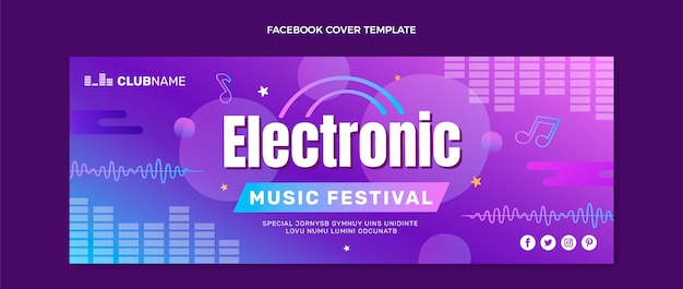 Gradient colorful music festival facebook cover