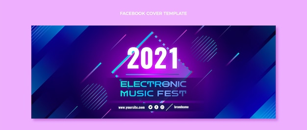 Gradient colorful music festival facebook cover