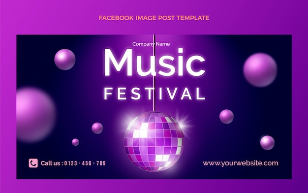 Free Vector gradient colorful music festival facebook post