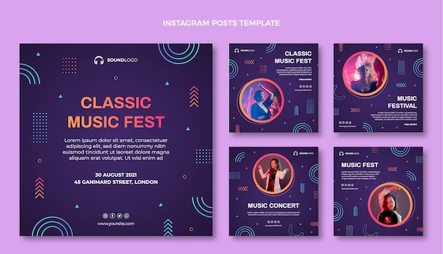 Free Vector gradient colorful music festival ig post