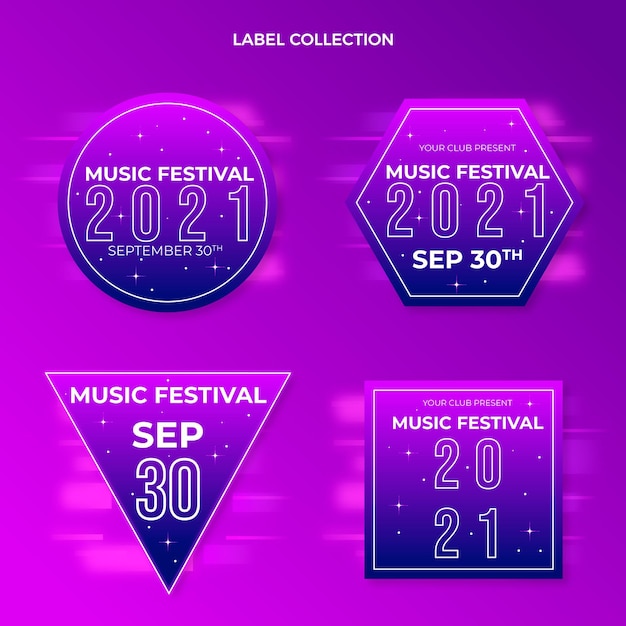 Gradient colorful music festival labels