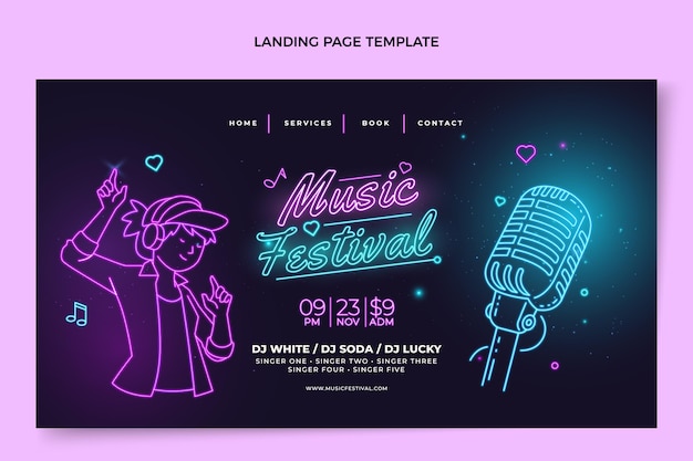 Free Vector gradient colorful music festival landing page