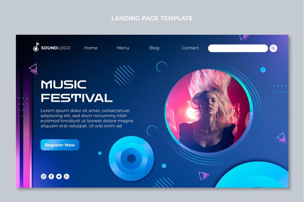 Gradient colorful music festival landing page