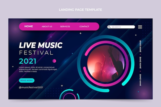 Free Vector gradient colorful music festival landing page