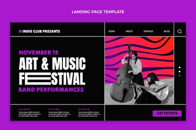 Gradient colorful music festival landing page