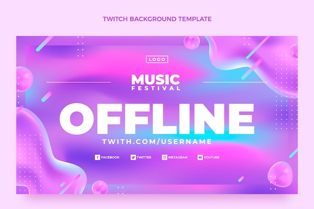 Gradient colorful music festival twitch background