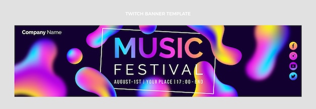 Free Vector gradient colorful music festival twitch banner