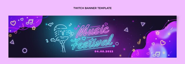 Gradient colorful music festival twitch banner