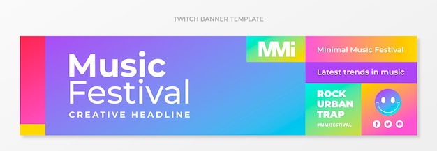 Gradient colorful music festival twitch banner