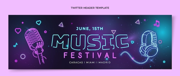 Gradient colorful music festival twitter header