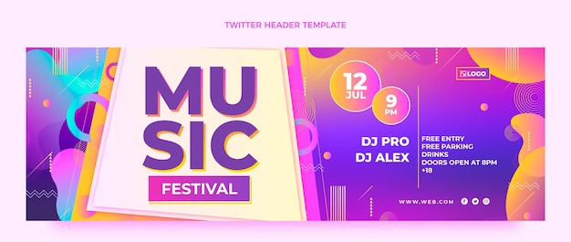 Gradient colorful music festival twitter header