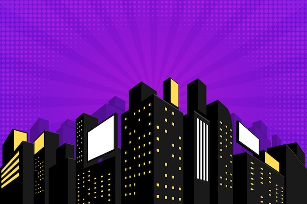 Gradient comic book city background